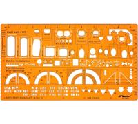 Gabarit Dessin Sanitaire 1:50 - Gabarit Architecte 1/50 - Normographe Sanitaire 1/50 - Pochoir Architecture - Gabarit de Mobilier - Gabarit de Dessin Technique - Trace Gabarit Architecte