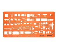 Gabarit Dessin Sanitaire 1:50 - Gabarit Architecte 1/50 - Normographe Sanitaire 1/50 - Pochoir Architecture - Gabarit de Mobilier - Gabarit de Dessin Technique - Trace Gabarit Architecte