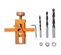 Gabarit d'installation de porte d'armoire en alliage d'aluminium pour positionnement de charnière avec trou de poinçon de rebond de 10 mm, échelle à double rangée, comprend foret et clé en L (B)