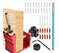 Gabarit Vis À Poche - Guide de Réglage Incliné à 15 Degrés,Kit d'Outils pour Trous de Poche avec Perceuse, Clé, Vis et Chevillettes - pour Charpente Bois, Travaux de Menuiserie et Projets DIY Maison