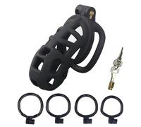 Gabbia Interna Traspirable en RéSine Noire, Gabbia Speciale Indossable, avec Anneau De 4 Dimensions + Une Clé, Cadeau par Couple-D4