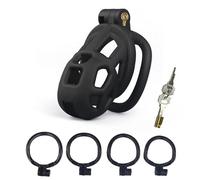Gabbia Interna Traspirable en RéSine Noire, Gabbia Speciale Indossable, avec Anneau De 4 Dimensions + Une Clé, Cadeau par Couple-D4