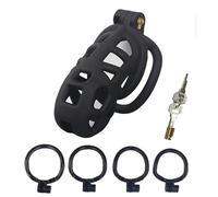 Gabbia Interna Traspirable en RéSine Noire, Gabbia Speciale Indossable, avec Anneau De 4 Dimensions + Une Clé, Cadeau par Couple-D4