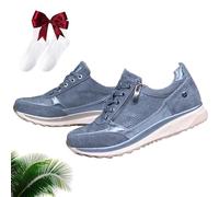 Gabbor Baskets Orthopédiques avec Fermeture éclair, Baskets Décontractées avec Soutien De La Voûte Plantaire pour Femme, Chaussures De Tennis Confortables à Enfiler (Bleu,41)