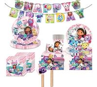 Gabby Chat Vaisselle Anniversaire, DéCoration Anniversaire Gaby Chat| Assiettes, Nappe, Gobelets, Serviettes, BannièRes| DéCorations D'Anniversaire Pour GarçOns Et Filles