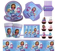 Gabby - décoration d'anniversaire pour maison de poupée, ballon, vaisselle, assiette, serviette, tasse, toile de fond en paille, bannière pour enfants, fournitures de fête prénatale Number 7 Baloons