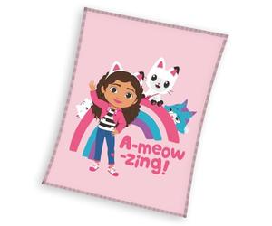 Gabby Dollhouse Coral Plaid pour Filles et Filles, 130 x 160 cm, Rose