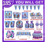 Gabby Dollhouse - ensemble de décoration de fête d'anniversaire, serviettes en papier, assiettes, tasses, fournitures de table pour filles, cadeaux de réception-cadeau pour bébé pour garçons et 8pcs n