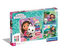 Gabby et la Maison Magique Puzzle Supercolor 3x48 Pièces Enfant Dès 5 Ans | Trois assemblages amusants avec l'héroïne et ses fidèles amis félins bien attachants | idéal pour les fans | idée cadeau