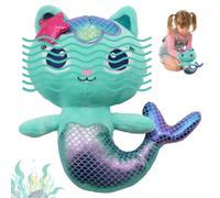 Gabby Peluche Sirène de Jouets, 25cm gabby et la Maison Magique peluche, Gabby's Jouet chat sirène, ga-bby Dollhouse Pelu-che, gabby chat Plush, ga-bby's Dollhouse pelu-che, pour Enfant, Aldult, Fans