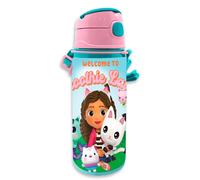KIDS EUROSWAN Gourde aluminium – Gabby et la Maison magique – 600 ml, paille intégrée