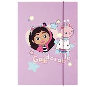 Gabby’s Dollhouse Chemise scolaire LAMINÉE avec élastique, MATÉRIEL PÉDAGOGIQUE : horloge STARPAK A4 (Gabby's Dollhouse B)