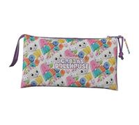 Gabby - Trousse à crayons triple, trousse à crayons, 5 compartiments, préscolaire, trousse à crayons, Gabby, Pandy Patitas, couleur violette, produit officiel (marques CyP)