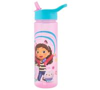Gabby's Celebrate Kids Bouteilles d'eau avec paille rabattable 600 ml - Produit officiel Gabbys Dollhouse Toys UK par Polar Gear - Bouteille d'eau recyclable sans BPA, rose