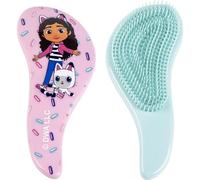 Gabby's Dollhouse Brosse démêlante pour enfant, design ergonomique rose pastel avec picots doux et scénographie amusante
