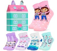 Gabby's Dollhouse Chaussettes Fille, Lot de 5 Chaussettes Chaudes Colorées avec Personnages Amusants pour École, Loisirs (25/30 EU, Multi)