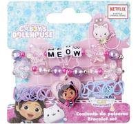 Gabby's Dollhouse Ensemble de bracelets avec perles florales et charm « Meow » sur base pastel | Bijoux officiels pour filles à partir de 3 ans, très adaptés pour cadeau à thème et jeu imaginatif