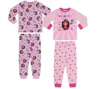 Gabby's Dollhouse/Gabby et la Maison Magique, Lote de 2, 100% Coton Ensemble de Pyjama à Manches Longues, Pink/White, 4-5 Ans: 110cm, Rose