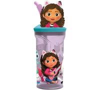 Gabby's Dollhouse Gobelet 3D pour enfants, 360 ml, gobelet en plastique réutilisable sans BPA avec paille, bouteille parfaite pour boîte à déjeuner, fêtes et voyages