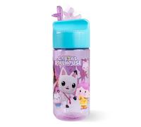 p:os Gabby's Dollhouse Gourde pour enfant, 430 ml, avec paille, petite bouteille parfaite pour la maternelle, l'aire de jeux ou la maison, pour filles, violet