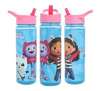 Gabby's Dollhouse Kids Bouteilles d'eau avec paille rabattable 600 ml - Produit officiel Gabbys Dollhouse Toys UK par Polar Gear - Bouteille d'eau recyclable sans BPA pour filles