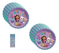 Gabbys Dollhouse Lot de 16 assiettes en papier et 1 feuille d'autocollants dinosaures