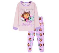 Gabby's Dollhouse Pyjama Fille Hiver à Manches Longues, Ensemble Pyjama Chaud 2 Pièces avec Motifs Chats et Gabby, 2 à 8 Ans (Violet, 6-7 Ans)