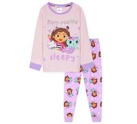 Gabby's Dollhouse Pyjama Fille Hiver à Manches Longues, Ensemble Pyjama Chaud 2 Pièces avec Motifs Chats et Gabby, 2 à 8 Ans (Violet, 7-8 Ans)
