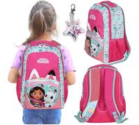sarcia.eu Gabby's Dollhouse RENFORCÉ Sac à dos d'école, CARTABLE pour filles, pochette pour ORDINATEUR PORTABLE + pendentif 41x30x15cm (Rose Gabby's Dollhouse)
