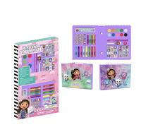 Gabby's Dollhouse Set de papeterie coloré - Kit scolaire complet avec marqueurs, crayons de couleur et accessoires décorés avec des personnages de la série pour enfants créatifs, Boîte Gabby's