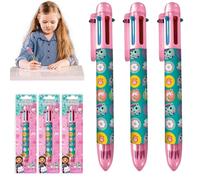 Gabby's Dollhouse Stylos à bille rétractables multicolores 6 en 1 avec corps arc-en-ciel pour enfants, fournitures scolaires, étudiants, enfants, cadeau Disney