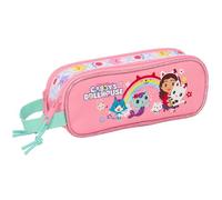 GABBY'S DOLLHOUSE - Trousse double pour enfant, idéale pour les enfants d'âge scolaire, confortable et polyvalente, qualité et résistance, 21 x 6 x 8 cm