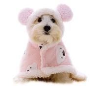 GabeFish Cape pour chien de petite taille, pyjama polaire mignon pour chiot, chats par temps froid, manteau enveloppant avec capuche, rose, taille S
