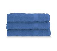 Gabel Lot de 3 Serviettes pour Visage, éponge en Pur Coton, hydrophile, 60 x 100 cm, Bleu électrique,