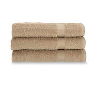 Gabel Lot de 3 serviettes pour visage – éponge en pur coton hydrophile 60 x 100 cm, Greige