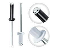 Gabex Lot de 50 rivets aveugles multicolores laqués colorés à tête plate en aluminium et acier noir et blanc (4,8 x 18 mm, RAL9010 blanc)