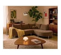 Bestmobilier - Gabin - Canapé d'angle Droit 5 Places en Velours texturé, Taupe