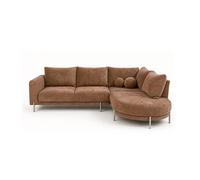 Gabin - Canapé d'angle droit 5 places en velours texturé - Taupe
