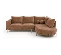 Bestmobilier - Gabin - Canapé d'angle Droit 5 Places en Velours texturé, Taupe