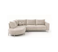 Gabin - Canapé d'angle gauche 5 places en velours texturé - Beige