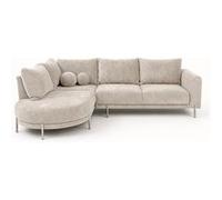 Bestmobilier - Gabin - Canapé d'angle Gauche 5 Places en Velours texturé, Beige