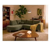 Bestmobilier - Gabin - Canapé d'angle Gauche 5 Places en Velours texturé, Vert Kaki
