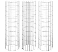 Gabion Lot de 3 jardinières surélevées rondes, diamètre 30 x 100 cm, en acier galvanisé pour jardin et balcon, durable et résistant aux intempéries, idéal pour herbes et fleurs