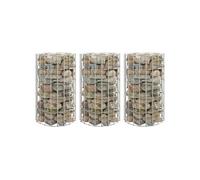 vidaXL Lit surélevé à gabion circulaire 3 pièces Acier galvanisé Ø30x50 cm