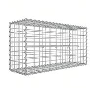 SONGMICS Gabion pour Pierre, Cage en Métal, Panier à Pierre, Maille 5 x 10 cm, Galvanisé, Mur, Paterre, Décoration de Jardin, 100 x 50 x 30 cm, Argent GGB153