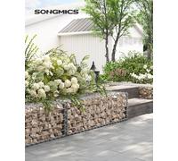 Gabion Pour Pierre, Cage En Métal, Panier À Pierre, Maille 5 X 10 Cm, Galvanisé, Mur, Paterre, Décoration De Jardin, 100 X 30 X 30 Cm, Lot De 3, Argent