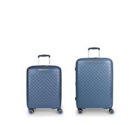 Gabol Ensemble de valises (cabine et moyenne) extensibles Queens rigides avec capacité jusqu'à 114,6 l, bleu