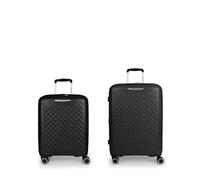 Gabol Ensemble de valises (cabine et moyenne) extensibles Queens rigides avec capacité jusqu'à 114,6 l, Noir