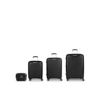 Gabol Ensemble de valises (cabine, moyenne, grande et trousse de toilette) extensibles Queens rigides avec capacité jusqu'à 237,9 l, Noir