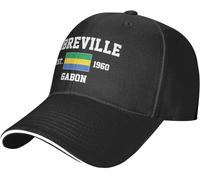 Gabon Est.1960 Libreville Casquette De Baseball En Maille Chapeau De Course Chapeaux De Voyage Casquettes D'été Réglables En Plein Air Noir